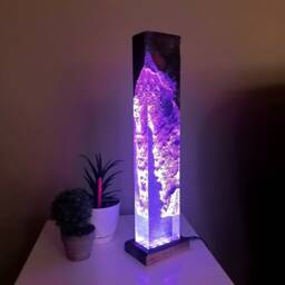 Horizon Epoxy Resin Lamp Handmade Oak Wood Nightstand Light - thumbnail 2