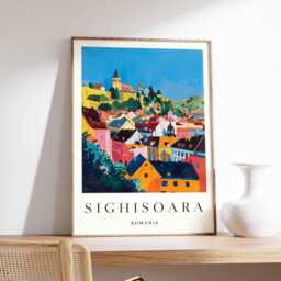 Sighisoara Citadel Poster Romania Travel Art, Transylvania Decor - thumbnail 1