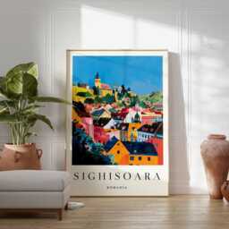 Sighisoara Citadel Poster Romania Travel Art, Transylvania Decor - thumbnail 2