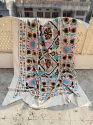 Artisan Suzani Quilt - Handcrafted Cotton, Traditional Embroidery, Colorful Boho Bedding Or Sofa Throw - thumbnail 1