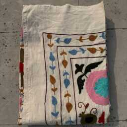 Artisan Suzani Quilt - Handcrafted Cotton, Traditional Embroidery, Colorful Boho Bedding Or Sofa Throw - thumbnail 4
