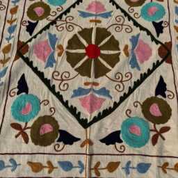 Artisan Suzani Quilt - Handcrafted Cotton, Traditional Embroidery, Colorful Boho Bedding Or Sofa Throw - thumbnail 3