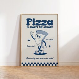 Retro Cartoon Pizza Print, Charming Style Gift For Foodie, Lover Food Kitchen Wall Art 2330 - thumbnail 3