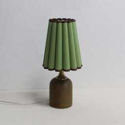 Handmade Green Fabric Lamp With Brown Ceramic Base - thumbnail 3