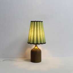Handmade Green Fabric Lamp With Brown Ceramic Base - thumbnail 4