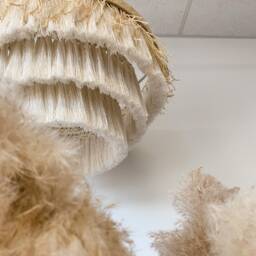 Boho Chandelier Light Fixture, Fringe Pendant Ceiling Light, Natural Cotton Fiber Sisal Grass Shade, Coastal Lighting, Beachy Home Decor - thumbnail 3