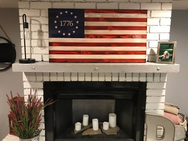 The Betsy Ross 1776 Original, Traditional Red, White & Blue American Wooden Charred Flag, Veteran Made, Handcrafted, Usa Wall Art - image 1