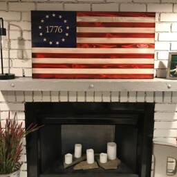The Betsy Ross 1776 Original, Traditional Red, White & Blue American Wooden Charred Flag, Veteran Made, Handcrafted, Usa Wall Art - thumbnail 3