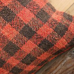 40cm - 16Inch Vintage Kilim Cushion Cover Handwoven - Village Check Orangy Red & Brown - thumbnail 3