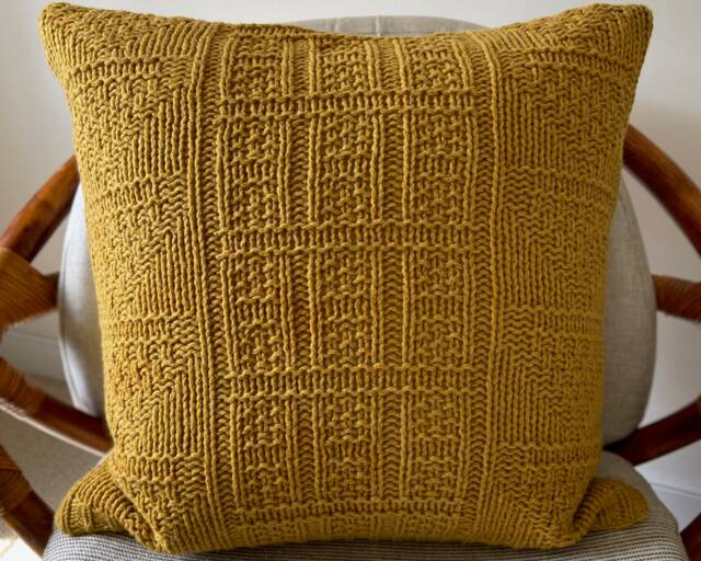 Geometric Sweater Knit Repurposed Cushion Cover 20 X - Goldenrod - image 1