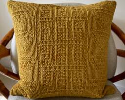 Geometric Sweater Knit Repurposed Cushion Cover 20 X - Goldenrod