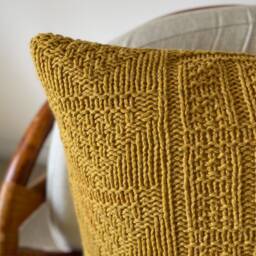 Geometric Sweater Knit Repurposed Cushion Cover 20 X - Goldenrod - thumbnail 2