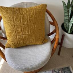 Geometric Sweater Knit Repurposed Cushion Cover 20 X - Goldenrod - thumbnail 4