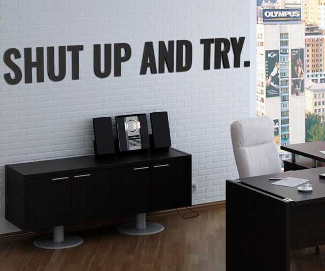 Shut Up & Try - 3D PVC Wall Panels Motivational Office Decor Volumetric Letters Art - image 1