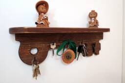 Rustic Wood Key Farmhouse Shelf Wooden Wall Rack Small Rustic Wood Holder Floating Key Hanger Medal Wall - thumbnail 1