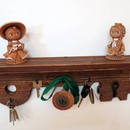 Rustic Wood Key Farmhouse Shelf Wooden Wall Rack Small Rustic Wood Holder Floating Key Hanger Medal Wall - thumbnail 3