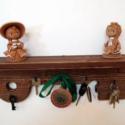 Rustic Wood Key Farmhouse Shelf Wooden Wall Rack Small Rustic Wood Holder Floating Key Hanger Medal Wall - thumbnail 2