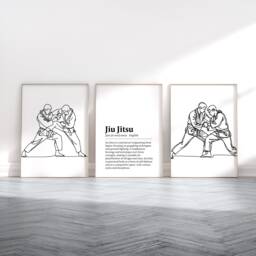 Jiu Jitsu Poster Set - 3 Prints - Wall Art Gifts Martial Arts Gift Definition Boys Bedroom Decor Kids Line Artwork - thumbnail 1
