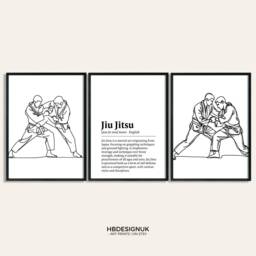 Jiu Jitsu Poster Set - 3 Prints - Wall Art Gifts Martial Arts Gift Definition Boys Bedroom Decor Kids Line Artwork - thumbnail 2