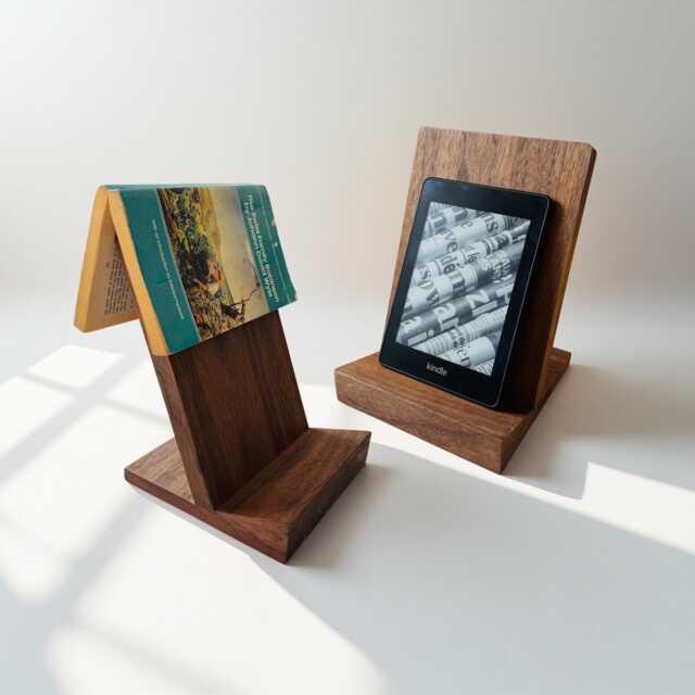 Solid Walnut Wooden Display Stand For Vintage Plates, Books, Ipad - image 1