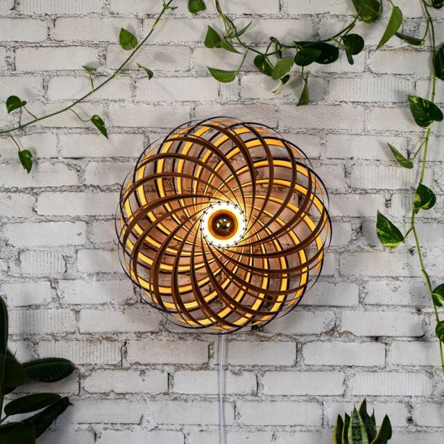 Wall Decor Art Light. Hand Made Wooden Lamp From Germany. Oliv-Ash Wood - image 1