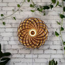 Wall Decor Art Light. Hand Made Wooden Lamp From Germany. Oliv-Ash Wood - thumbnail 1