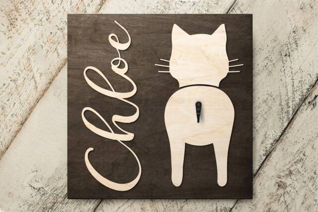 Personalized Cat Hook Sign With Pet Name, Wood Wall Mount For Birthday Christmas Thank You Gift - image 1