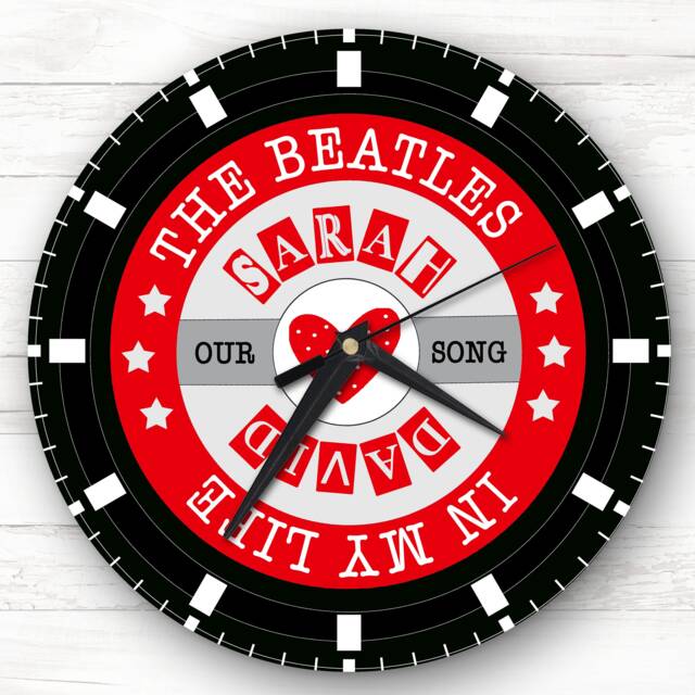 Red Grey Vinyl Record Any Song Custom Gift Personalised Clock - image 1