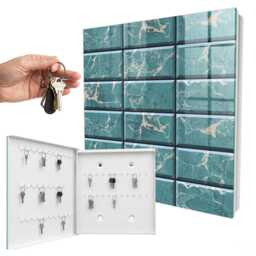Turquoise Marble Wall Mounted Key Cabinet, Industrial Box, Modern Textures, For Lovers Of Interiors - thumbnail 2
