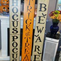 Beware Sign Halloween Distressed Wood Rustic Fall Entryway Porch Farmhouse Decor Wall Hanging Autumn Spooky Bats - thumbnail 4