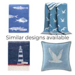 Blue Seashells Cushion Cover - Woven From Pure Wool Pastel Reversible Square Pillowcase 45 X 45cm/ 18 18 - thumbnail 4
