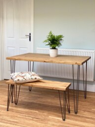 Viet // Scandinavian Dining Table & Bench With Hairpin Legs - thumbnail 1