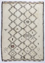 Handmade Beni Ourain Rug Moroccan Berber Wool Rug With Brown Diamonds - thumbnail 1