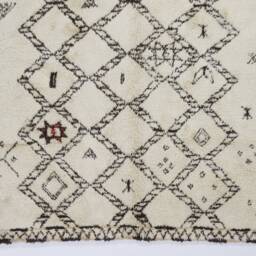 Handmade Beni Ourain Rug Moroccan Berber Wool Rug With Brown Diamonds - thumbnail 2
