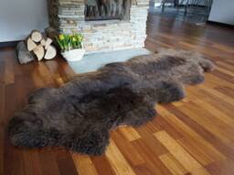 "Giant Sheepskin Double X Brown Throw Genuine Leather Sheep Skin 79"" X 30" - thumbnail 1