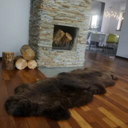 "Giant Sheepskin Double X Brown Throw Genuine Leather Sheep Skin 79"" X 30" - thumbnail 2