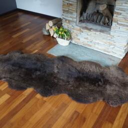 "Giant Sheepskin Double X Brown Throw Genuine Leather Sheep Skin 79"" X 30" - thumbnail 4