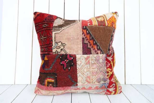 Vintage Turkish Kilim Pillow Cover 20x20 Inch Anatolian Home Decor - image 1