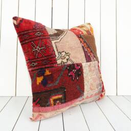 Vintage Turkish Kilim Pillow Cover 20x20 Inch Anatolian Home Decor - thumbnail 3