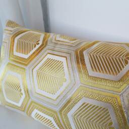 Golden Brocade Pillow Case, Japanese Obi Brocade, Sofa Bedding, Throw Cover, Kimono Cushion White & Gold Vintage - thumbnail 2