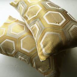 Golden Brocade Pillow Case, Japanese Obi Brocade, Sofa Bedding, Throw Cover, Kimono Cushion White & Gold Vintage - thumbnail 4