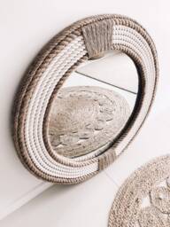 Large 80cm - 31.4Inch Hampton Nautical Coastal Round Rope Mirror Home Decor Large - thumbnail 1