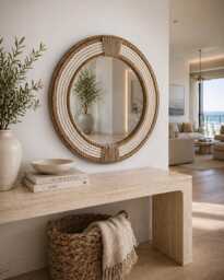 Large 80cm - 31.4Inch Hampton Nautical Coastal Round Rope Mirror Home Decor Large - thumbnail 1