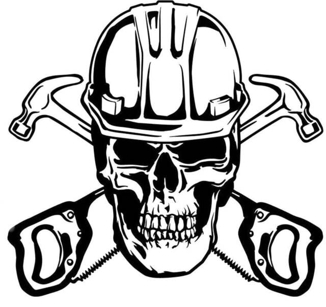 Joinery Builder Skull Decal Crossbones Car Bonnet Side Sticker Wall Art Vinyl Graphic Window Door Body Panel Van Decor Sign
