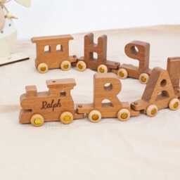 Personalized Wooden Train With Custom Train, Set, Toddler Toys, Children's Sensory Gifts - thumbnail 2