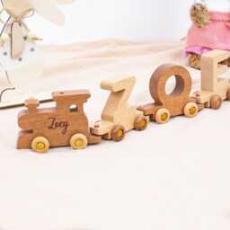 Personalized Wooden Train With Custom Train, Set, Toddler Toys, Children's Sensory Gifts - thumbnail 3