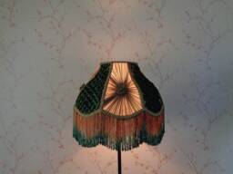 Handcrafted Green-Gold Chiffon Lampshade Victorian Style
