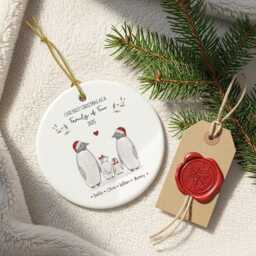 Personalised Penguin Family Christmas Bauble Of Four Ornament 2025 Decoration Gift For Parents With Children - thumbnail 2