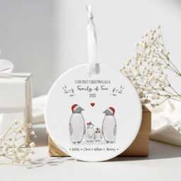Personalised Penguin Family Christmas Bauble Of Four Ornament 2025 Decoration Gift For Parents With Children - thumbnail 3