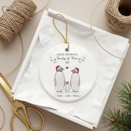 Personalised Penguin Family Christmas Bauble Of Four Ornament 2025 Decoration Gift For Parents With Children - thumbnail 4